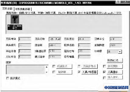 图3 刀具参数设定对话框